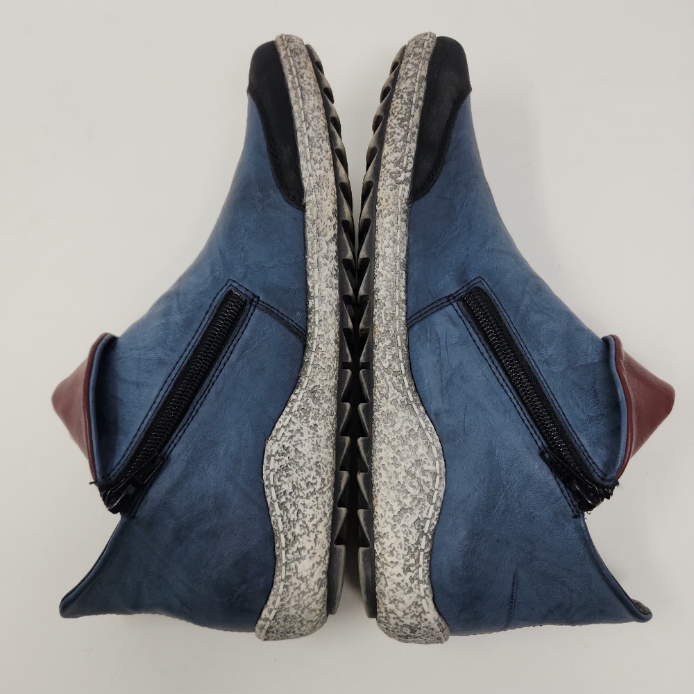 Rieker Liv 82 Blue Side Zip Faux Leather Ankle Boot Size 40 (8.5/9) - Picture 4 of 13